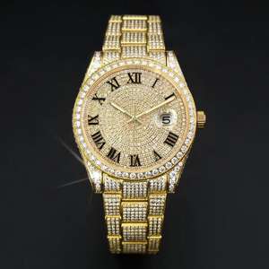 Reloj de Moissanita con Corte Brillante VVS1, Cuadrado, Estilo Antiguo, Hip Hop, Lujo, Cuarzo, Moda, Negocios, Esfera de Cristal, Colección de Relojes de la India - Product Image 2