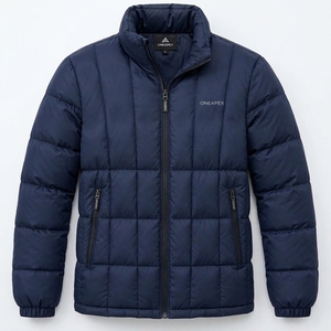 Blouson matelassé bleu marine pour homme, col montant, fermeture éclair, manteau d'hiver chaud, décontracté, streetwear, personnalisable, marque privée - Product Image 4