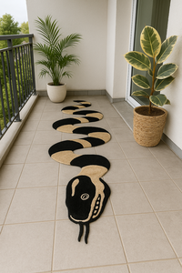 Contemporary Abstract zigzag Area Rug Handmade Wool <b>Carpet</b> Non-Slip Pet Friendly snake Bedroom Living Room Picnic Home Decor - Product Image 4