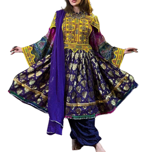 Vestido Afgano al por Mayor, Bordado en Rosa y Azul, Ropa Afgana Musulmana, Vestido de Noche Mehndi, Traje Tribal Kuchi Banjara - Product Image 4