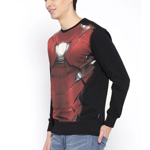 Sudadera Personalizada para Hombre, Sublimada, Negra, con Estampado Completo, Panel Frontal con Mangas en Contraste, Cuello Redondo, Algodón, OEM, Tu Diseño, al por Mayor - Product Image 3
