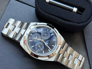 Montre mécanique automatique pour homme, moderne, élégante, de luxe, bracelet en acier inoxydable, cadran bleu, calendrier perpétuel décontracté - Product Image 4