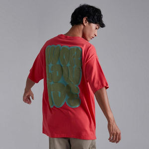 เสื้อยืดผู้ชายคอตตอนพิมพ์ลายคุณภาพสูง ทรงหลวม ไหล่ตก 100% คอตตอน เสื้อยืดพิมพ์ลายพัฟฟ์สำหรับใส่ลำลอง - Product Image 5