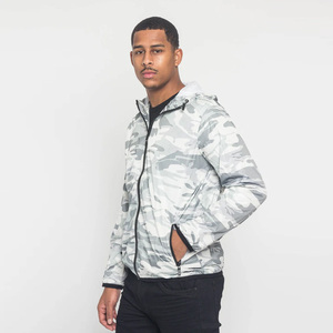 Wholesale Men's Camouflage Print Hooded Soft Shell <b>Jacket</b> Zip Front Water Resistant Regular Fit Outdoor Wear Polyester - Product Image 2