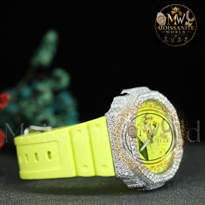 Montre sport hip-hop VVS Moissanite Diamond résistante à l'eau 40 mm, bracelet en caoutchouc argent 925, affichage numérique, boîtier saphir - Product Image 2