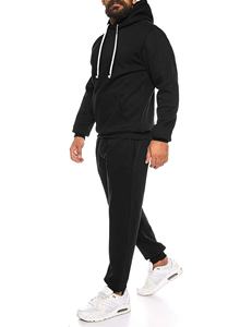 custom sports plain sweat suit high fleece fitted hoodies and jogger set black oversize tracksuit - Product Image 1
