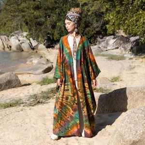 Dernier design Taille unique Kimono avec ceinture Beau Kimono avec tissu rayonne Fait à la main Tie Dye Design Femmes Kimono Robe - Product Image 1