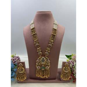 Indian Ethnic Artificial <b>Jewellery</b> Aaradhya Chorski Heritage Gold Plated Bridal Long Necklace <b>Set</b> - Product Image 1