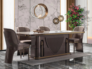 Modern Luxury Solid Mahogany Wood Dining Room Set Cabinet 6 Chairs Oval Kitchen <b>Table</b> Storage Sideboard <b>Buffet</b> Furniture - Product Image 5