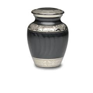 Urne funéraire en laiton noir de qualité supérieure pour cendres humaines adultes, gravée à la main avec bande en étain argenté, urne commémorative métallique. - Product Image 4