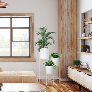 ชุดกระถางดอกไม้โลหะสีขาวสามใบ กระถางดอกไม้โลหะขนาดใหญ่ทรงยาว สำหรับปลูกต้นไม้ตกแต่งภายในบ้าน - Product Image 6