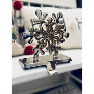Handicraft Brass Made Christmas <b>Stocking</b> Hangers Snowflake Design <b>Holders</b> for Fireplace Mantle Hooks Silver Color Festive Decor - Product Image 3