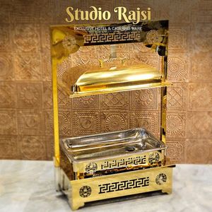 ถาดอุ่นอาหารบุฟเฟ่ต์เคลือบทองพรีเมียม สแตนเลส พร้อมฝาปิด สำหรับงานจัดเลี้ยง ร้านอาหาร อุปกรณ์บ้าน โรงแรม - Product Image 5