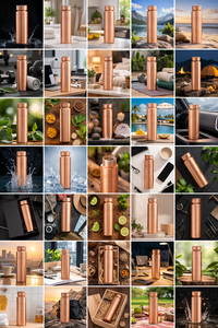 ขวดน้ำทองแดงลายเพชรแบบโบราณ ขนาด 32 ออนซ์ ป้องกันการรั่วซึม ใช้กับเครื่องล้างจานและไมโครเวฟได้ ปรับแต่งได้ - Product Image 6