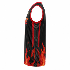 Camiseta sin mangas con cuello en V Fire Basketball para hombre, 13 estampados sublimados, malla transpirable, ajuste atlético, para todas las estaciones - Product Image 3