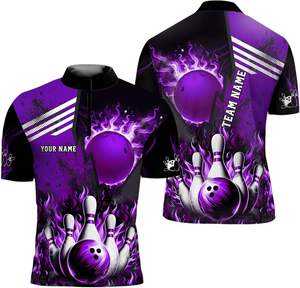 Customized Short Sleeves Sublimation Polo Shirts Full Sublimation Dart Jersey Quick Dry Breathable Black <b>Bowling</b> Polo Shirts - Product Image 5