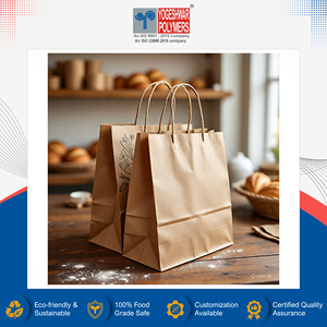 Sac en papier kraft de qualité supérieure, de taille personnalisée, multicolore, de qualité alimentaire, à fond carré, avec poignée, fabriqué en Inde - Product Image 3