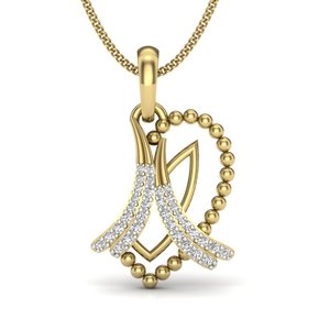 Yellow Gold Diamond Pendant With Round Brilliant Cut Natural Diamonds Luxury Unisex Everyday Wear Jewelry - Product Image 1