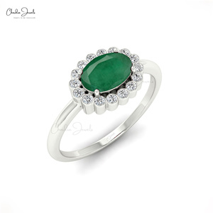 Fournisseur vérifié d'Alibaba, bague de fiançailles en or massif 14 carats avec émeraude naturelle zambienne de 0,72 carat, bague de fiançailles en diamant à prix d'offre - Product Image 3