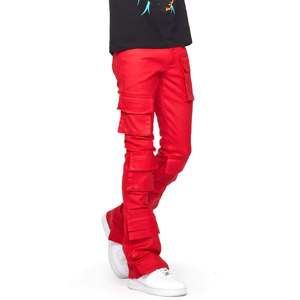Pantalon évasé streetwear tendance, jeans déchirés et usés pour homme, jeans skinny personnalisés - Product Image 1