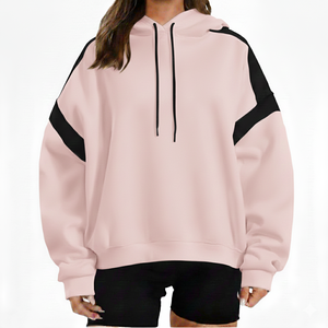 Sudadera con Capucha Oversize de Algodón y Felpa Tejida Sólida para Mujer, Ajuste Relajado, Ecológica, Transpirable, Estilo Casual Urbano para Venta al por Mayor - Product Image 1