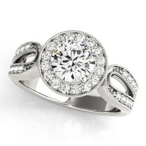 Bague de fiançailles et de mariage en or 10K, 14K, 18K plaqué rhodium, avec halo de diamants ronds cultivés en laboratoire certifiés IGI, monture infini, en argent 925, 935 - Product Image 3