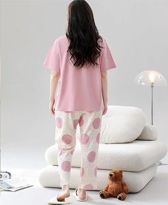 Women’s Breathable Cotton Pajama Set Printed Round Neck Half Sleeve Top with <b>Pyjama</b> Bottom - Product Image 3