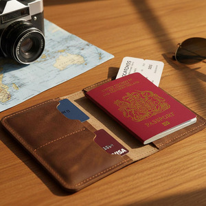 Custom Leather Passport Holder RFID Blocking Travel Wallet Multiple <b>Card</b> Compartments Personalized Logo for sale in low price - Product Image 4