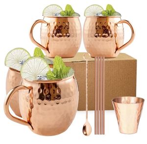 Sofisticado Juego de Bebidas de Cobre Martillado, Regalo Perfecto para Bodas o Inauguraciones, Taza de Oro Rosa en Venta - Product Image 2