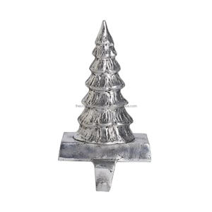 Argent Arbre De Noël Sculpture Bas Titulaire Décor À La Maison Moulé En Métal De Noël Bas Titulaire Crochet Portable Poids Lourd Objet - Product Image 1