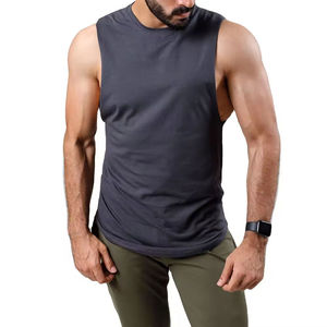 Chalecos Deportivos Personalizados para Hombre, Camisetas sin Mangas de Algodón, Aberturas en los Brazos, Decoración Estampada, Camisetas Deportivas Sólidas para Fitness - Product Image 3