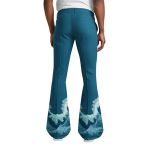 Pantalones Distintivos de Hombre con Diseño de Ondas Horizontales e Influencia Moderna de la Moda Urbana - Product Image 4
