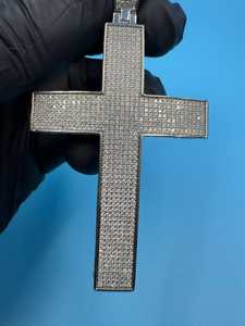 Colgante de Cruz de Plata de Ley 925 con Moissanita VVS, Joyería Fina con Moissanita, Regalo Religioso para Fiestas, Colgantes y Amuletos - Product Image 4