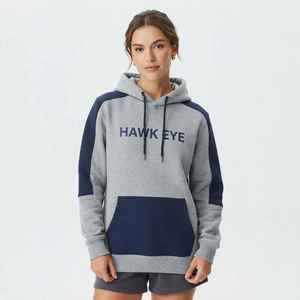 Sweat-shirt à capuche gris bleu pour femme, coupe classique, en coton et bambou respirant, avec poches, idéal pour l'automne - Product Image 3