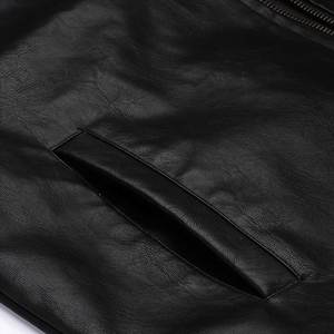 Men's Black Pu Leather Hooded <b>Jacket</b> Moto Biker Style Zipper Closure Slim Fit Solid Color Autumn Wear - Product Image 6