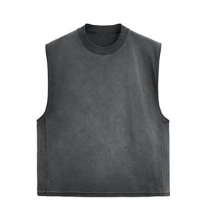 High Quality Heavyweight Muscle Gym Vest T-shirts <b>Men</b> Custom Black <b>Cropped</b> Boxy Fit Sleeveless Tank <b>Top</b> Tee Shirts 2026 - Product Image 1
