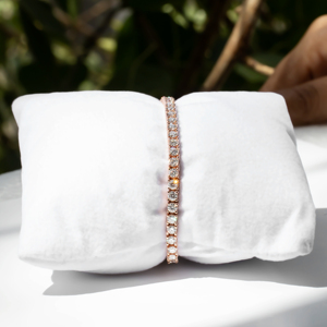 Elegant <b>Rose</b> Gold Tennis Bracelet With Round Brilliant Cut <b>Clear</b> Stones Luxury Womens Wedding Jewelry Gift Collection Set - Product Image 3