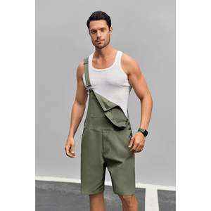 2025 hommes décontracté bavoir ensemble Shorts léger coton coupe ample Denim avec Walkshort poches combinaison barboteuses - Product Image 2