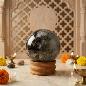 Esfera de Cristal Fantasma Verde Natural Tallada a Mano y Pulida con Base de Madera para Decoración del Hogar Feng Shui, Regalo - Product Image 5