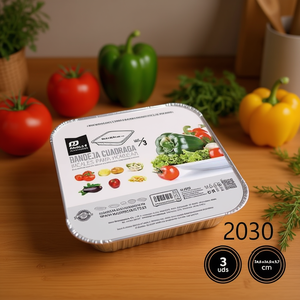 Bandeja Aluminio Con Tapa 24.5x24.5x5.7 Cm 3 Uds Reciclable Para Alimentos - Product Image 3