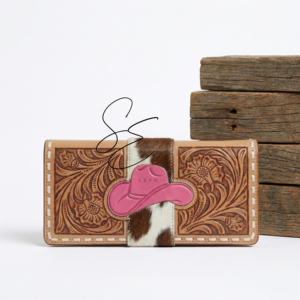 Cartera de Cuero Genuino Estilo Vaquero Occidental, Hecha a Mano con Pelo de Vaca, Monedero Vintage para Mujer con Cremallera, Logotipo Personalizado OEM ODM - Product Image 1