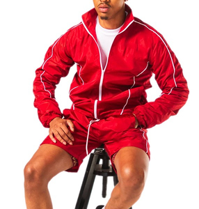 Conjunto Deportivo Corto para Hombre, Chaqueta Cortavientos con Cierre y Pantalones Cortos, de Spandex, Algodón y Fibra de Bambú, Transpirable, Térmico, Estampado, para Invierno - Product Image 5