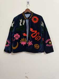 Veste courte unique brodée à la main Suzani pour femme, en coton, style Crewel, cadeau spécial pour elle, pour un look affirmé - Product Image 3