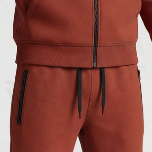 Ensemble de survêtement à capuche pour homme, couleur unie, fermeture éclair intégrale, sweat-shirt et pantalon, tenue décontractée d'automne, 100% coton respirant, coupe classique - Product Image 5