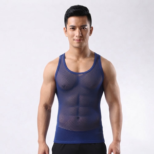 Factory Price Breathable <b>Men</b> Sports Mesh Sleeveless Mesh <b>Singlets</b> <b>for</b> <b>Men</b> Transparent Vest <b>for</b> Sale Transparent Vest - Product Image 1