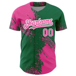 Custom Women's Green Pink <b>Baseball</b> Jersey Sublimated Print Moisture Wicking Short Sleeve Team Name Number Front Back Design - Product Image 6