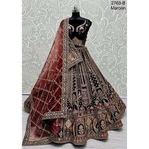 Colecciones de Terciopelo para Novias Indias con Trabajo Zarkhan de Fabzone - Product Image 5