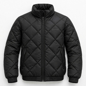 Blouson matelassé léger noir pour homme avec col montant, style streetwear décontracté, fermeture éclair intégrale, idéal pour l'hiver - Product Image 3