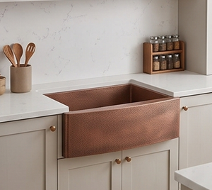 Fregadero de Cocina Rectangular de Cobre Hecho a Mano de Lujo con Acabado Mate Rústico y Un Solo Tazón - Product Image 5