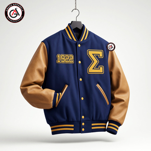 Veste de moto en laine matelassée brodée pour femmes de la sororité Sigma Gamma Rho |   Manche en laine et cuir brodée pour sororité - Product Image 1